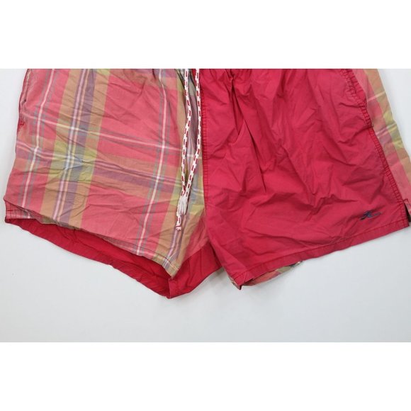 Vtg 90s Hobie Surfing Mens XL Faded Color Block Lined Shorts Swim Trunks Plaid - Picture 3 of 9
